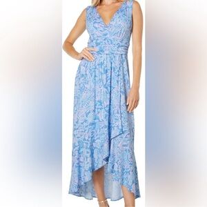 Lilly Pulitzer Moana Maxi Dress Boca Blue See What I See size small EUC